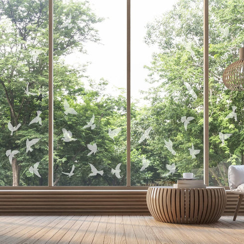 32 Pieces Window Strike Prevention Stickers Decals Anti Collision Window Clings Hummingbird Butterfly Leaf Shapes Stickers Window Stickers Prevent...