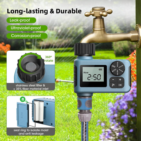 Hose Timer, Water Timer for Garden Hose Faucet, Sprinkler Timer Outdoor, Irrigation Timer with Rain Delay/Manual for Garden/Outdoor Hose, Yard, La...