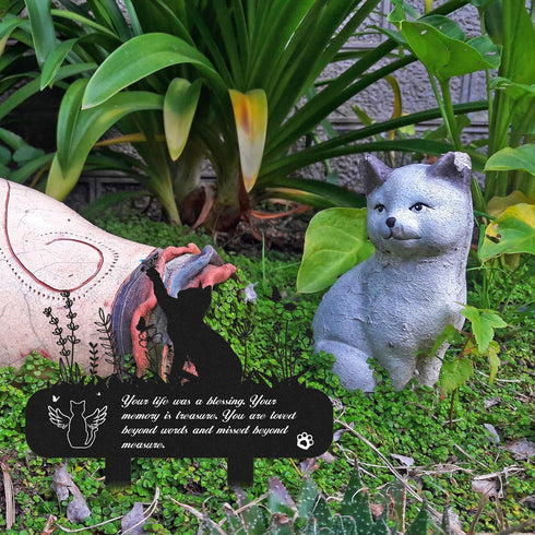 Pet Grave Markers Cat - Cat Memorial Garden Stake Metal Cat Memorial Plaque Cat Grave Marker Cemetery Outdoors Waterproof Grave Stakes Plaque Pet ...