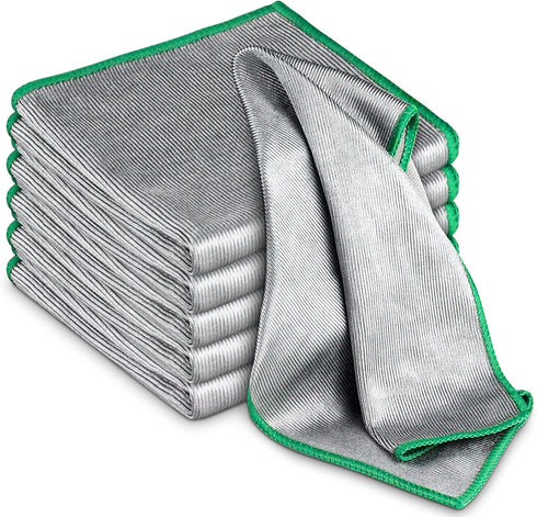 Glass Polishing Cloth Streak Free Miracle Cleaning Cloth Lint Free Microfiber Cleaning Rags for Glasses Kitchen Dish Mirrors Easy Clean, Pack of 6...
