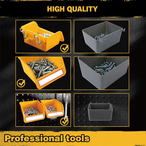 Pegboard Bins Organizer Set 6-Pack - Durable Storage Tray for Screws, Nuts, Bolts, Hardware, Crafts, Accessories | Fits Standard Pegboards | With ...