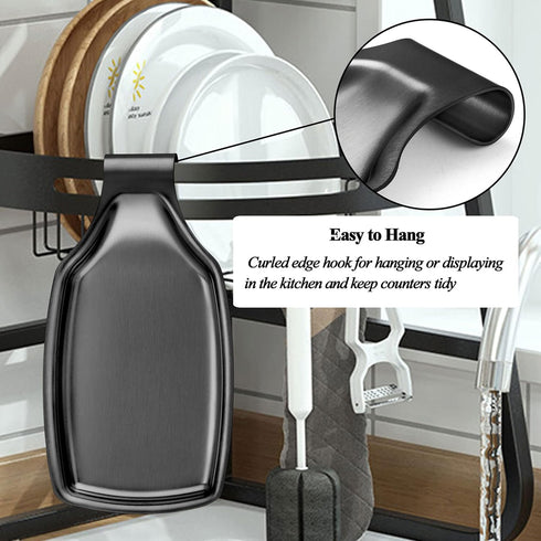 LIANYU Black Spoon Rest for Kitchen Counter, Stainless Steel Spoon Holder for Stove Top, Spatula Spoon Ladle Utensil Holder with Square Bottom, He...