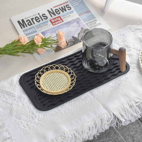Silicone Dish Drying Mat, Non-Slip Easy Clean Sink Mat Large Heat-resistant Dish Drainer Mat for Kitchen Counter, Sink, Refrigerator or Drawer lin...