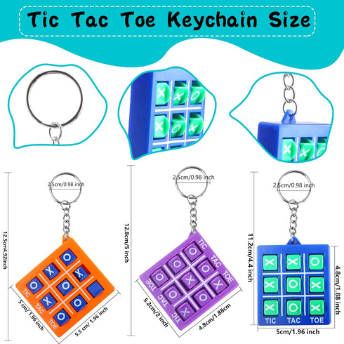 24 Pack Mini Tic Tac Toe Keychain Multicolors Tic-Tac-Toe keyholders Portable Tic-Tac-Toe Games Keyrings for Kids Backpack Clip Birthday Party Fav...
