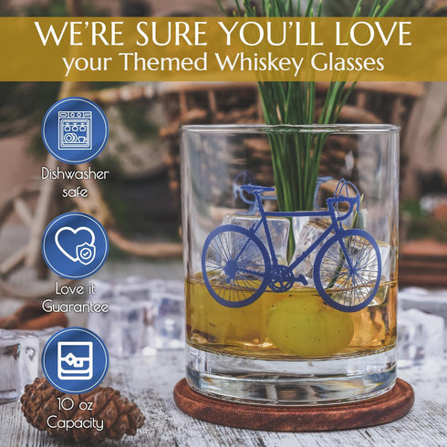 Greenline Goods – Bicycle Whiskey Glasses (Set of 2) |10 oz Tumbler Gift Set with Colorful Cyclist Designs | Unique Gifts for Cyclists & Bike Ride...