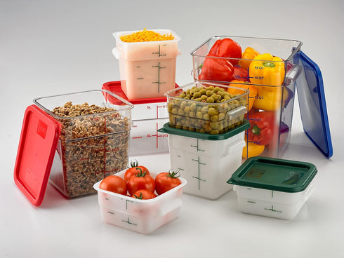 Carlisle FoodService Products Squares Square Food Storage Container with Stackable Design for Catering, Buffets, Restaurants, Plastic, 4 Quarts, W...
