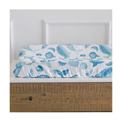 Crane Baby Stretchy Changing Pad Cover, Breathable Changing Pad Cover for Boys and Girls, Whale, 16”w x 32”h...