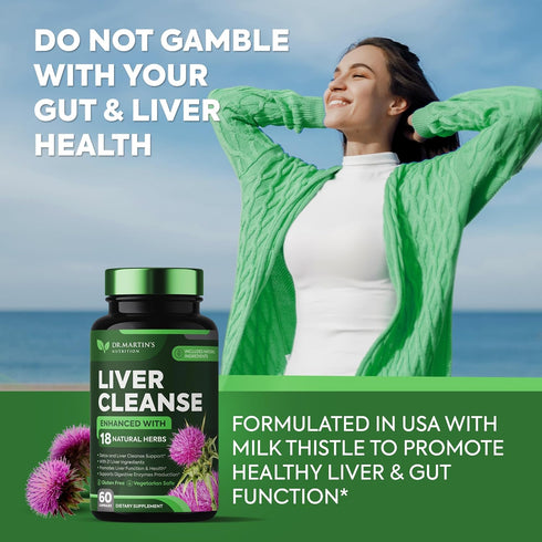 Liver Cleanse Detox & Repair Formula Supplement | For Enhanced Liver & Gut Health | Boosts Energy | Antioxidant with 21 Ingredients Milk Thistle, ...