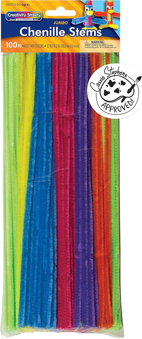 Creativity Street Jumbo Chenille Neon Pipe Cleaners 12-in. x 6-mm...