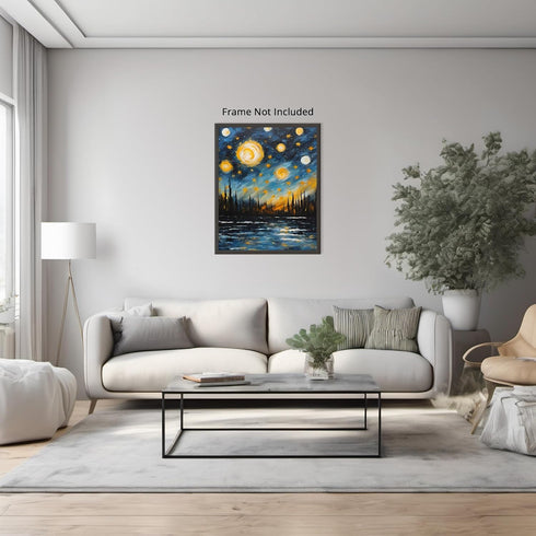 Posterizer 1 pcs- starry night inspired landscapes-nature-oil painting style 1-Landscape & Nature Art-Floral Botanical Art- Decor for Home & Offic...