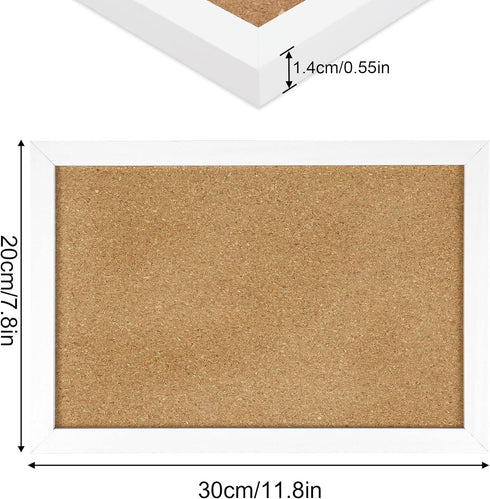 Cork Board Bulletin Board 12 x 7.8 Inches with Rectangle White Frame Hanging Pin for Walls Office Message Board or Vision Board Decoration...