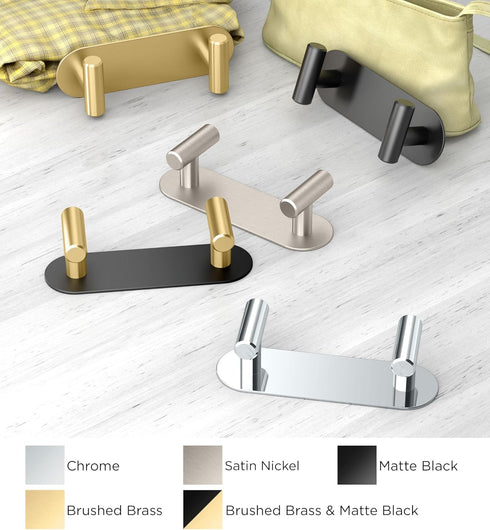 Gatco 1291 Modern Decor Wall Hook. Coat Hat Towel Robe Hook. For Entryway, Living, Kitchen, Bedroom, Bathroom. 2-hook. Chrome on Premium Brass....