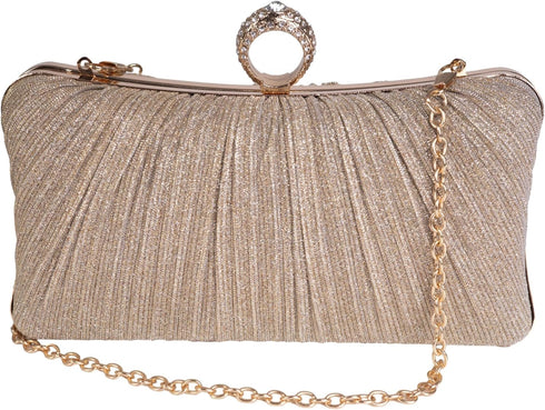 Clutch Purses for Women Glitter Crossbody Purse Pleated Evening Bag with Rhinestone Clutches for Party Wedding Prom...