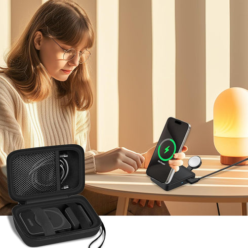 Case for Anker MagGo 3-in-1 Charging Station, MagSafe Wireless Charger Stand, Foldable Magnetic Charging Station Storage Holder Bag for Apple Watc...