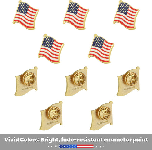Exquisite American Flag Lapel Pin -The Stars and Stripes -Solid Metal Flag Lapel Pin-Gold Tone (6 Pins With Gift Box)...