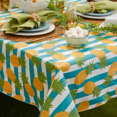 DII Flannel Backed Outdoor Vinyl Collection, Machine Washable, 60 x 120, Pineapple...