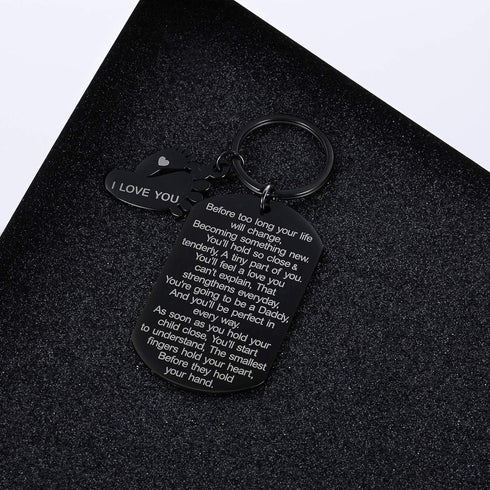 New Dad Keychain Daddy to Be Gifts Pregnancy Baby Announcement Gifts for Him Husband Father Mother Soon to Be Daddy Gift for Men First Time Dads M...