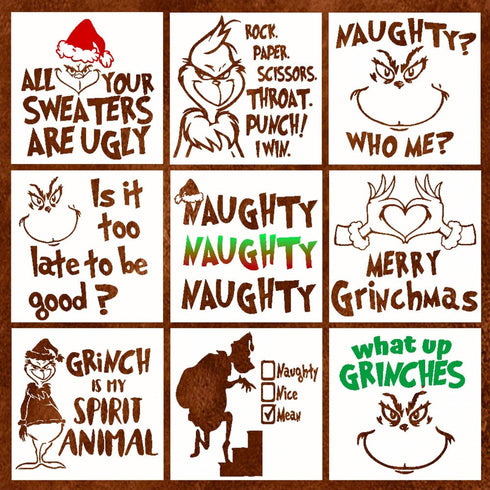 Christmas Stencils for Painting on Wood - Cartoon Character, Merry Christmas Stencil and More - Stencils for Crafts Reusable for Canvas, Fabric, W...
