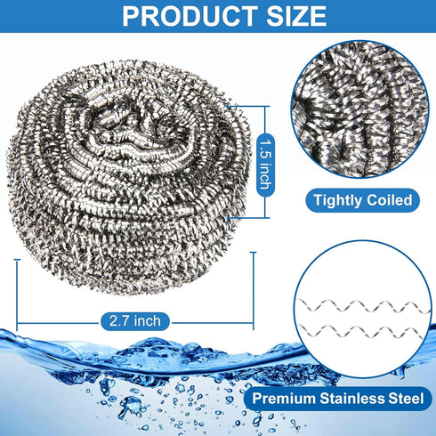 6 Pack Stainless Steel Scrubber, Steel Wool Srubber for Scouring Stubborn Messes from Pots and Pans, Stoves,Broiler Racks,Grills and More...