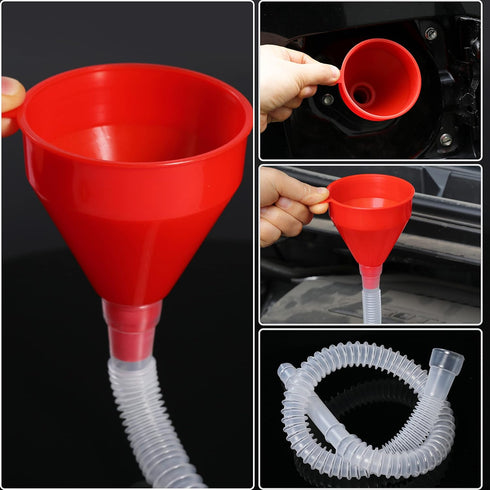 Flexible Fuel Funnel with Long Hose Plastic Small Wide Mouth Filling Funnel Car Funnel for Engine Oil Gas Fuel Gasoline Diesel Water Fluid Liquid ...