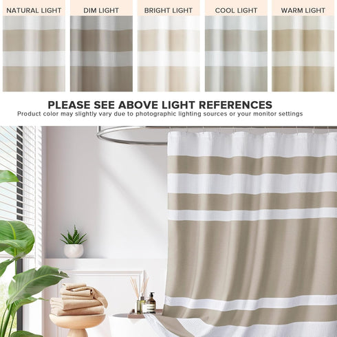 Madison Park Spa Waffle Shower Curtain Pieced Fabric with 3M Scotchgard Moisture Management Modern Home Bathroom Decorations, Stall 54"x78", Taupe...