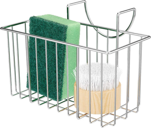 Kitchen Sink Sponge Holder, Super Sturdy Hooked Design Kitchen Sink Caddy Organizer for Dish Cloth, Soap Dishwashing Liquid Drainer, Rustproof & D...