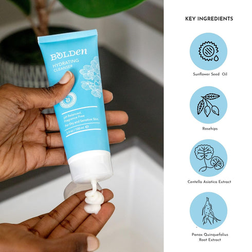 BOLDEN Hydrating Cleanser | Moisturizing Daily Face Wash for Dry, Sensitive Skin | Non-Stripping & Fragrance Free | 3.4 fl oz...