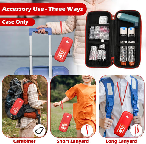 EpiPen Carry Case, Hard Emergency Medical Bag with Carabiner-for 2 EpiPens, Asthma Inhaler, Auvi-Q,Eye Drops,Anti-Histamine,Allergy Medication,Dia...