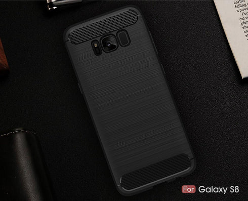Compatible with Samsung Galaxy S8 Carbon Fiber Soft TPU Brushed Line Basic Phone Back Case Cover (Blue)...