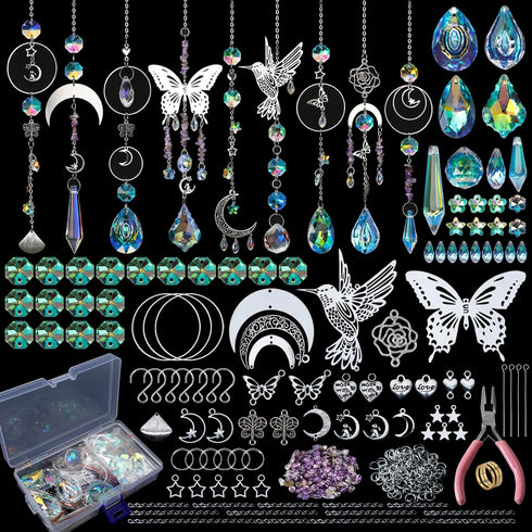 HYBEADS DIY Suncatchers, 400pcs Sun Catchers Making Supplies Kit Art and Crafts for Adults Hanging Prism Sun Catcher with Crystals Rainbow Maker f...