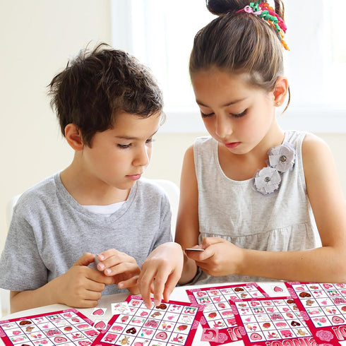 jollylife 40 Players Valentine's Day Bingo Game Cards Class Party Supplies Activity(Pink)...