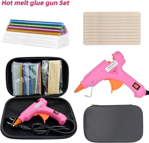 Glue Gun, Hot Glue Gun with 30 Glue Sticks and 10 Wood Craft Sticks, Mini Hot Melt Glue Gun Kit with Carrying Case for Crafts, School DIY Arts, Se...
