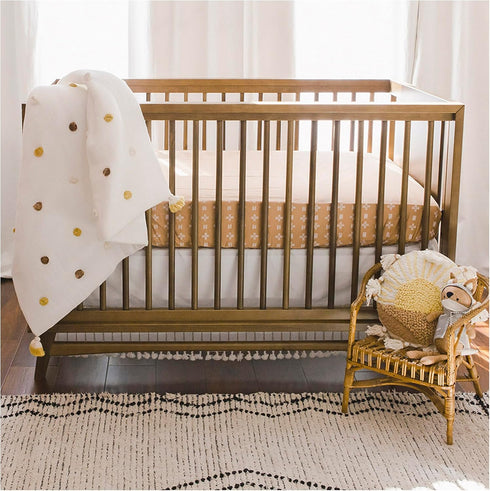 Crane Baby Soft Cotton Crib Mattress Sheet, Fitted Sheet for Cribs and Toddler Beds, Copper Dash, 28”w x 52”h x 9”d...