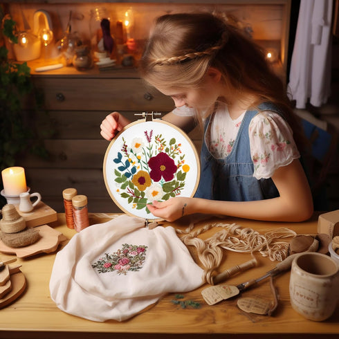 Bonroy 4 Sets Embroidery Kit for Beginners with Instructions,Cross Stitch Kits for Adults with Pattern,Needlepoint Kits for Adult Include Embroide...