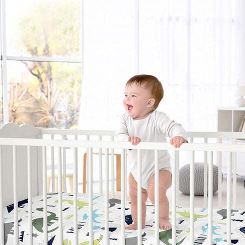 Fitted Crib Sheet for Blue and Green Modern Dinosaur Baby/Toddler Bedding Set Collection - Dinosaur Print...