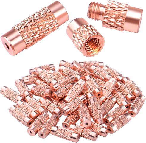 50pcs Brass Screw Twist Clasps Tube Fastener Cord End Caps for DIY Bracelet Necklace Craft Keychains Jewelry Making Handmade Decoration, Rose Gold...