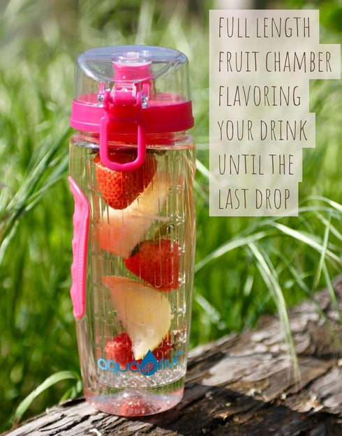 AquaFrut 32 OZ Fruit Infuser Water Bottle BPA-Free Fruit Infusion Sports Bottle - Flip Top Lid w Drinking Spout, Leak Proof, Made of Durable Trita...