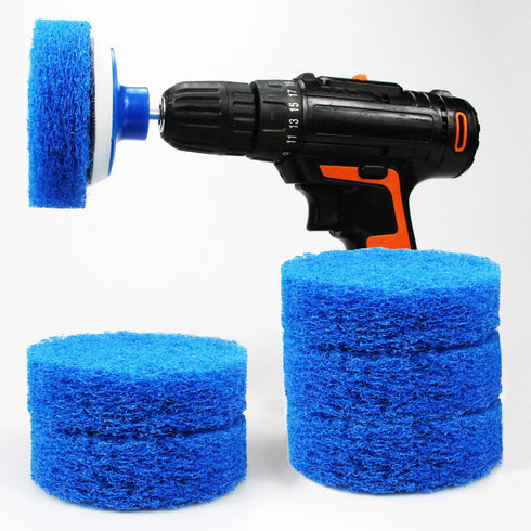 7 Piece Drill Brush Attachment Set - Power Scrub Pad Cleaning Kit – Power Scrubbing Drill Attachment - Cleaning Scouring Pads (Blue)...