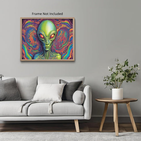 Posterizer 1 pcs- psychedelic funky hippie colorful sci fi alien 3-Fantasy & Fiction Art-Retro Art- Living Room Bedroom Decor- unframed wall art...