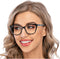 AQWANO Stylish Cat Eye Computer Reading Glasses Women, Oversized Designer Blue Light Block Eyeglasses Readers Anti UV400 Eyestrain, Black 2.0...