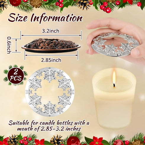 Moxweyeni 2 Pieces Candle Toppers to Burn Evenly Scented Jar Candles Cover 2.85 Inch Mother's Day Gifts Leaf Pine Topper Lids Accessories Sleeves ...