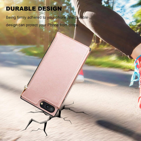 Bocasal Wallet Case for iPhone 7 Plus/8 Plus with 3 Card Slots Cash Holder Zipper Design Premium PU Leather Sturdy Magnetic Closure 5.5 Inch(Rose ...