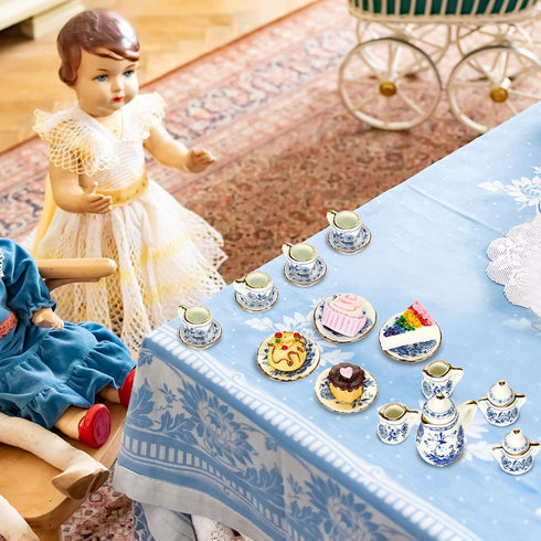 41 Pieces 1:12 Scale Miniatures Dollhouse Kitchen Accessories 15 Porcelain Tea Cup 16 Mini Doll Plate Knife Fork Spoon 10 Miniature Decor Dessert ...