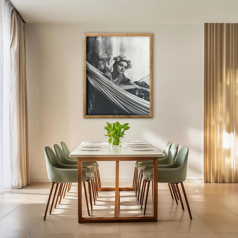 Posterizer 1 pcs-black and white photography style art-woman with flower crown 1-Photography Art-Retro Art-Decor for Home & Office- unframed wall ...