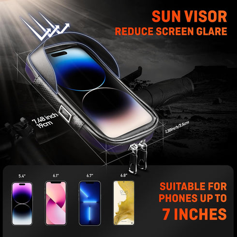 HENMI Bike Bag, Waterproof Bike Rack Bag with Sun and Rain Cover, 360° Rotating Bicycle Cell Phone Holder, Sensitive TPU Touch Screen, Bicycle Acc...