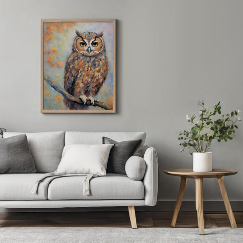 Posterizer 1 pcs- print of an owl on a tree in oil painting style-Art for Animal Lovers-Floral Botanical Art- Gift for Men Women-Decor for Bedroom...