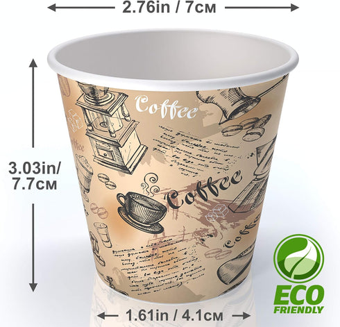 6 oz Paper Cups for Coffee and Tea - Decorated Office Disposable Water Paper Cups...