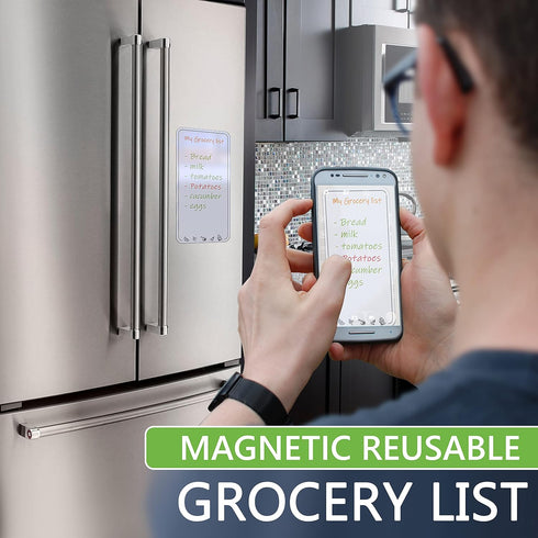 Dry Erase Grocery List for Fridge - 4.5 x 8.5 in Dry Erase Shopping List for Fridge Magnetic Grocery List Dry Erase Small Grocery List Whiteboard ...