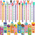 80 Pcs Scented Bookmarks and Scented Pencils with Cute Pencil Toppers Set Fun Pencils Fruit Food Theme Scratch and Sniff Bookmarks Cartoon Pencil ...