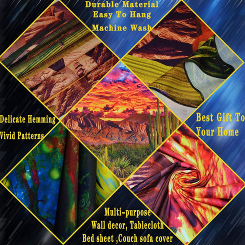 Generleo Mountain Desert Cactus Tapestry Sunset Clouds Tapestries Psychedelic Tropical Plants Wall Tapestries Nature Scenery Tapestry Wall Hanging...